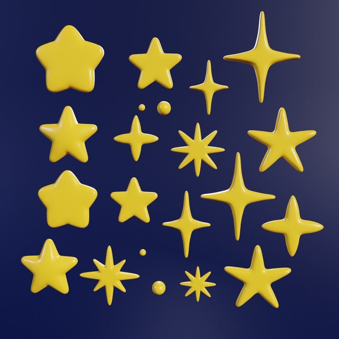 9 cartoon star models Low-poly 3D model_1