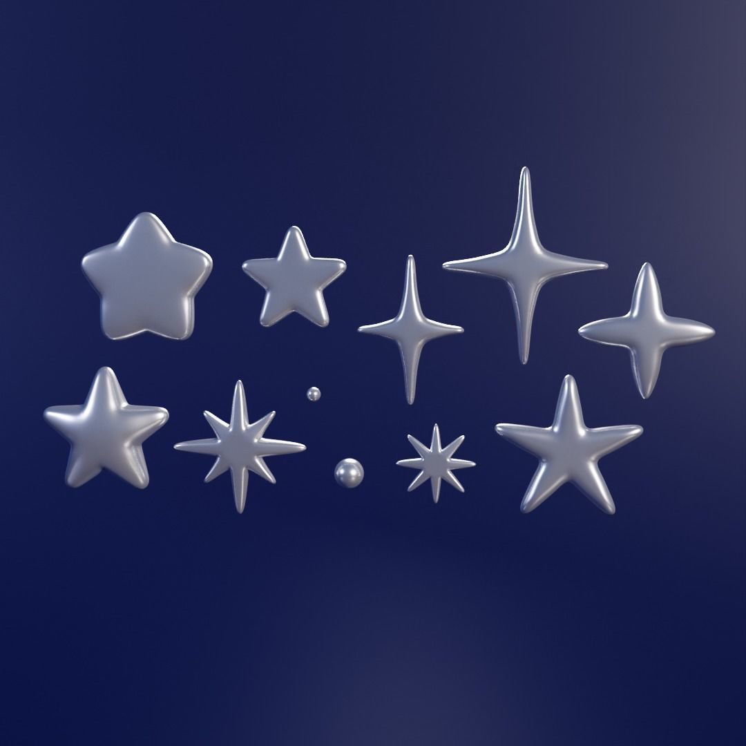9 cartoon star models Low-poly 3D model_5