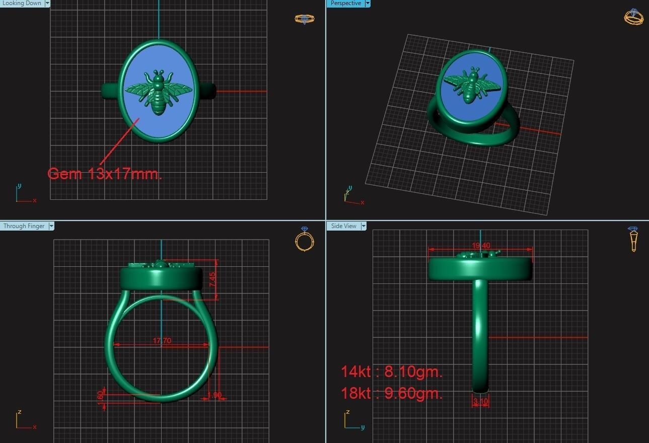 Ring With Bee 3D print model_4