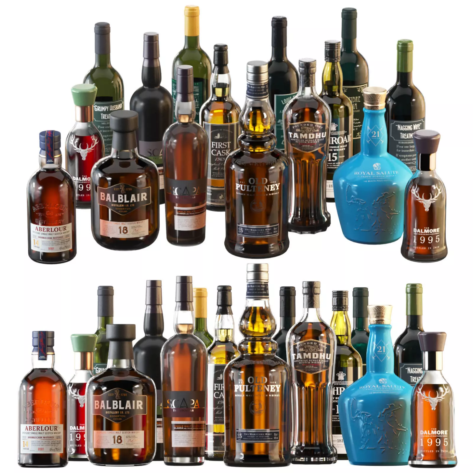 Bottles scotch whisky 3D model