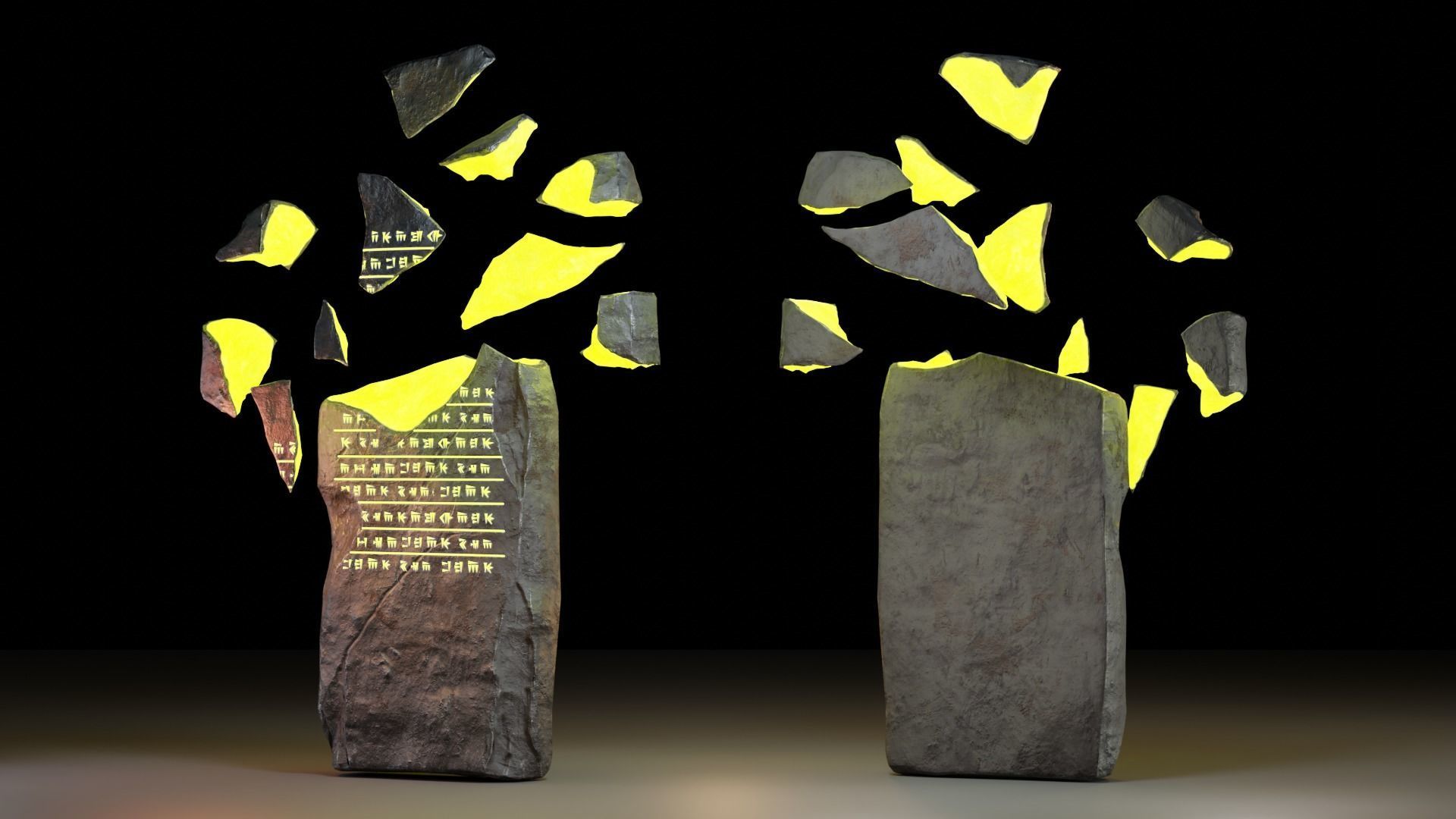 Tombstone pair of stones Low-poly 3D model_9