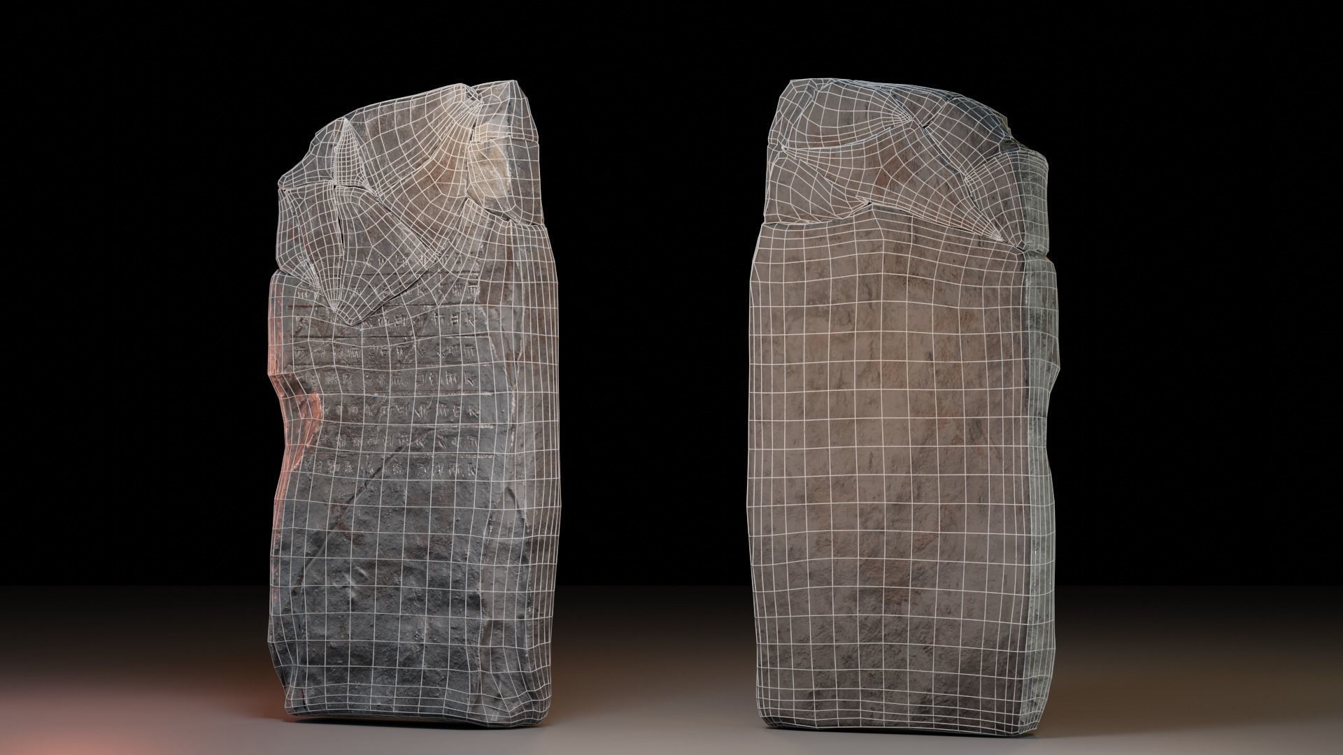 Tombstone pair of stones Low-poly 3D model_13