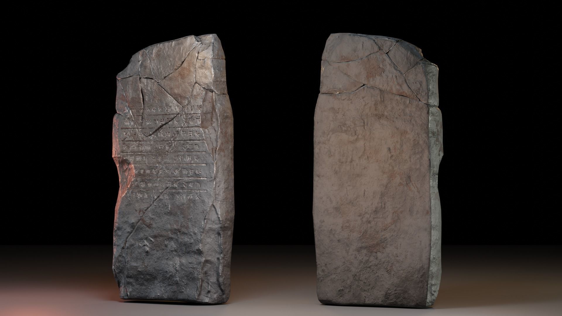 Tombstone pair of stones Low-poly 3D model_12