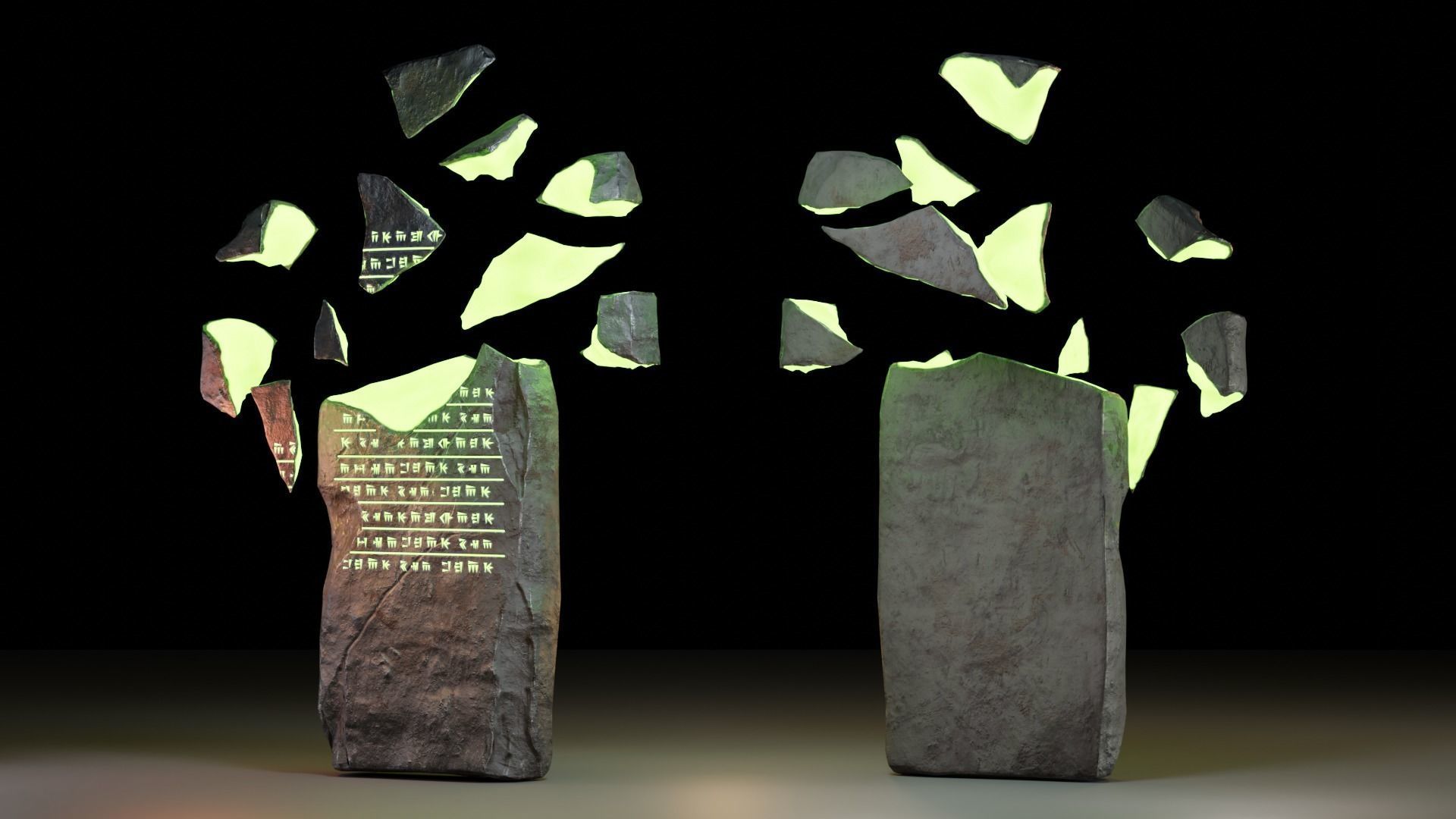 Tombstone pair of stones Low-poly 3D model_7