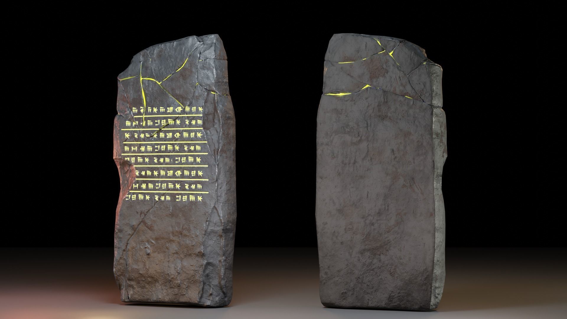 Tombstone pair of stones Low-poly 3D model_10