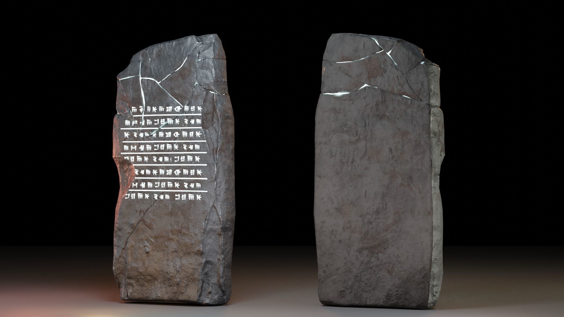 Tombstone pair of stones Low-poly 3D model_4