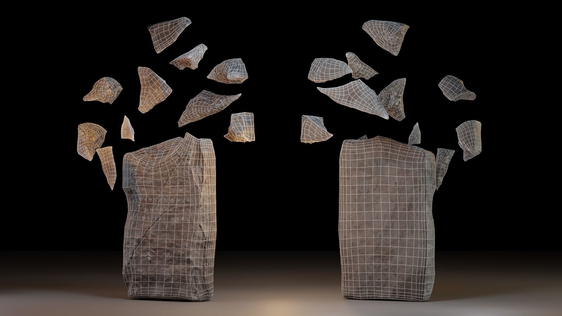 Tombstone pair of stones Low-poly 3D model_14