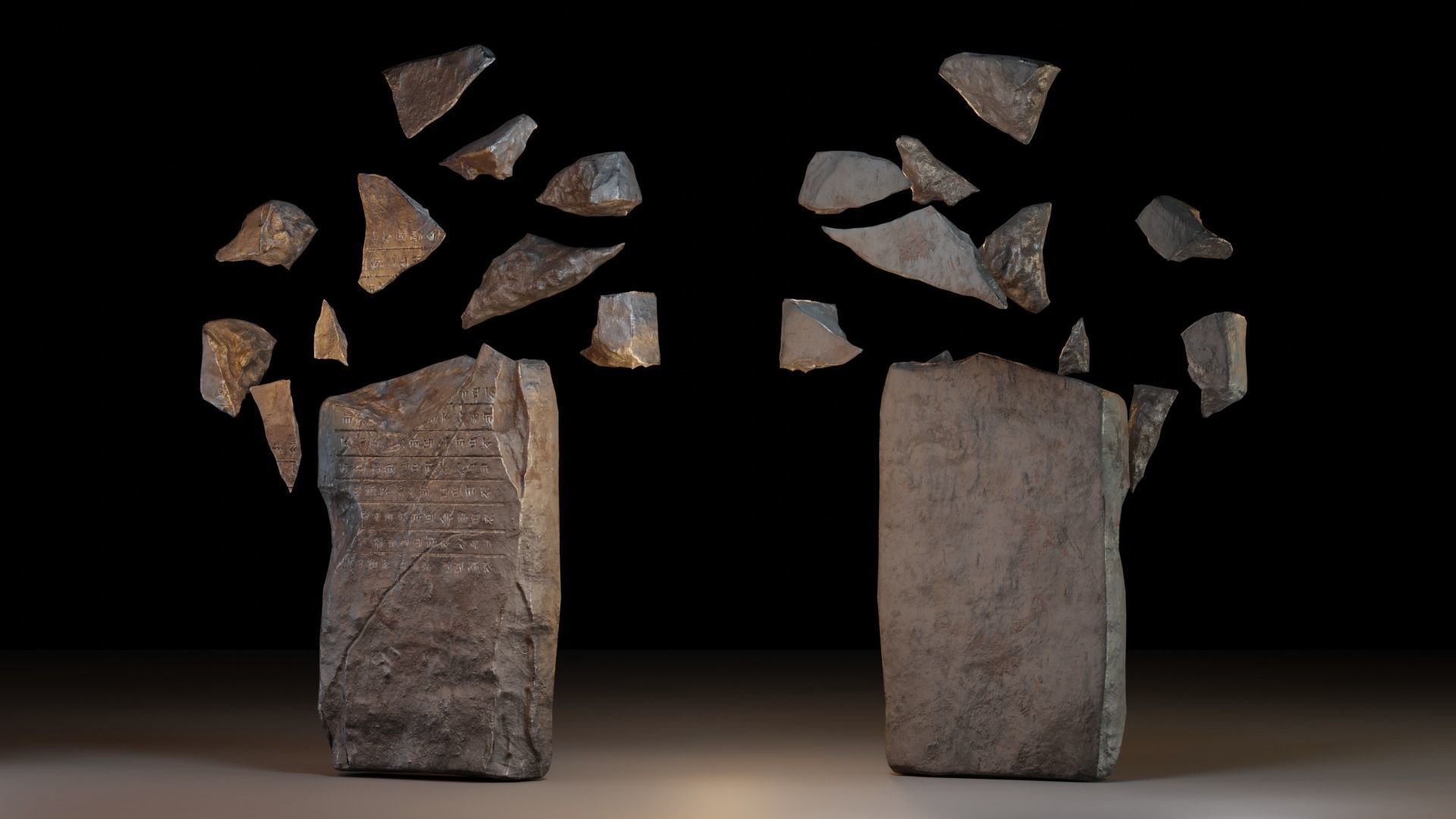 Tombstone pair of stones Low-poly 3D model_11