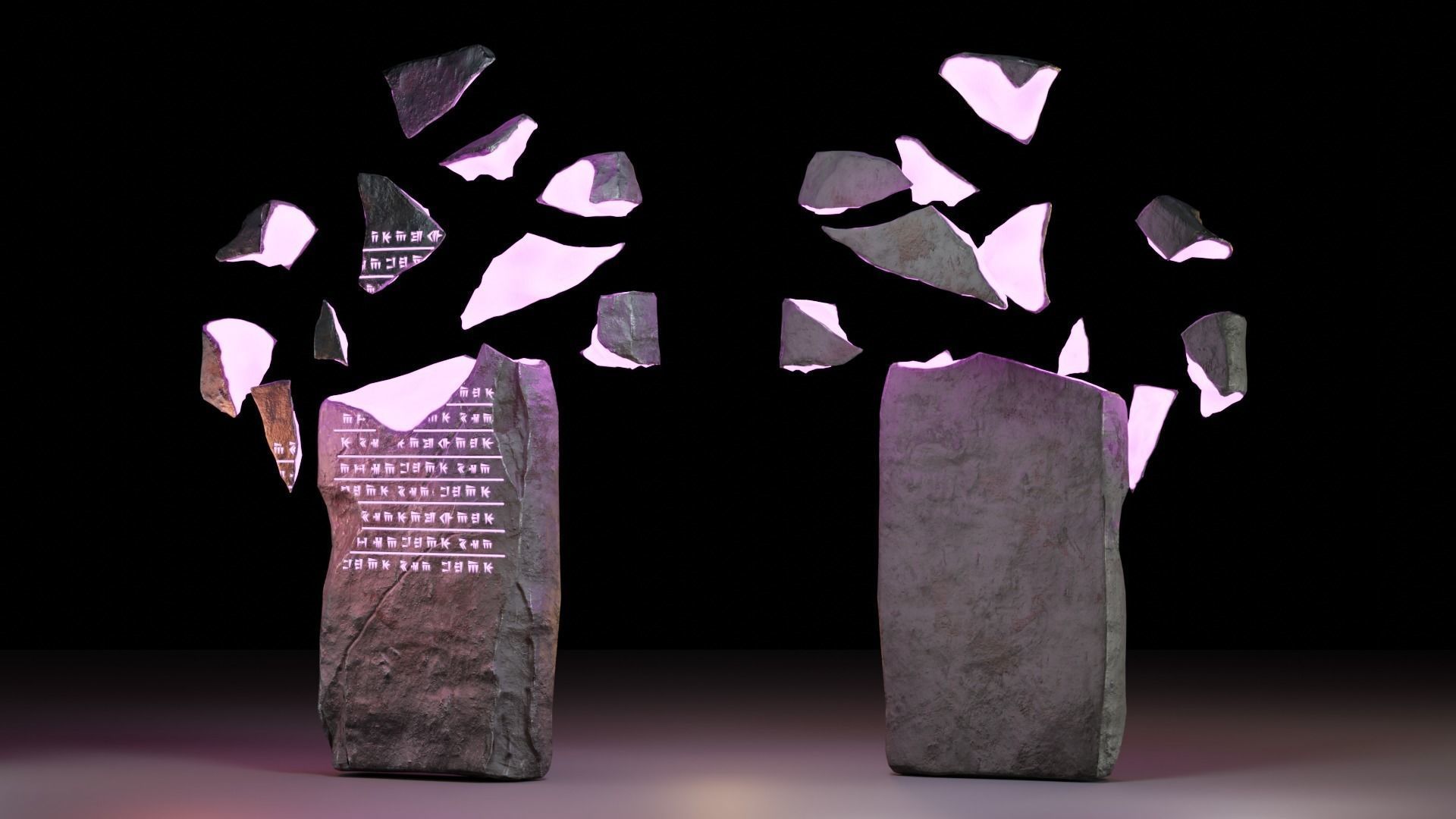 Tombstone pair of stones Low-poly 3D model_1