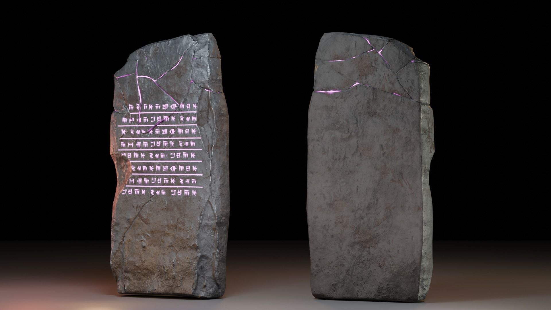 Tombstone pair of stones Low-poly 3D model_2