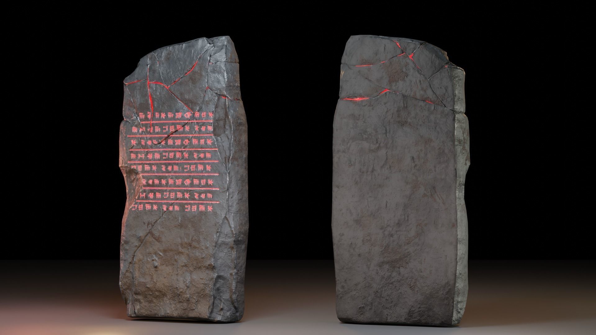Tombstone pair of stones Low-poly 3D model_6