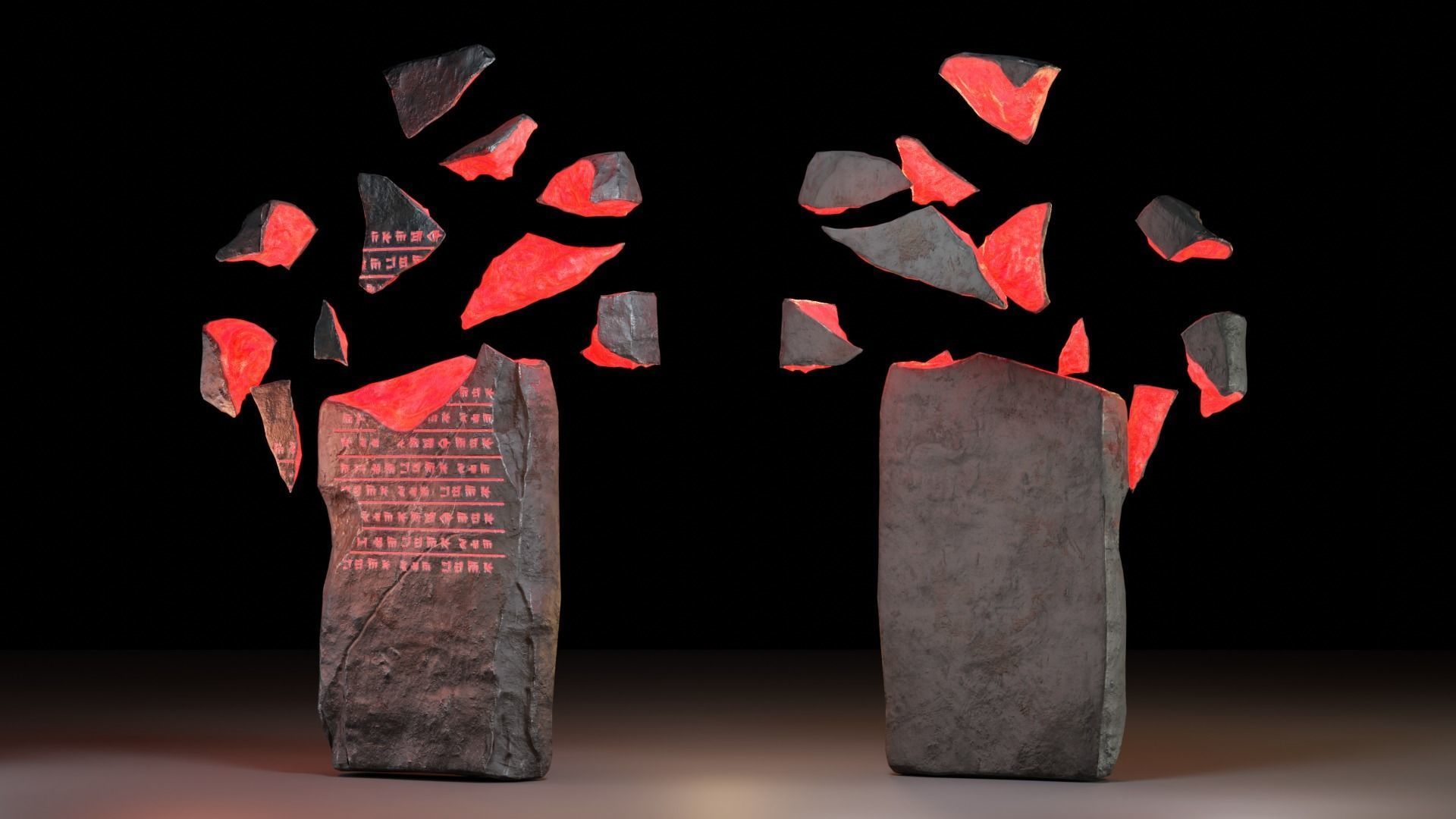 Tombstone pair of stones Low-poly 3D model_5