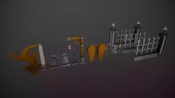 HALLOWEEN PACK - CEMETERY Low-poly 3D model