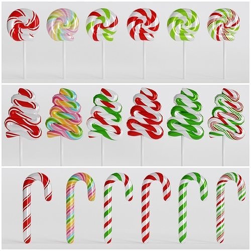 Christmas candy 3styles 3D model