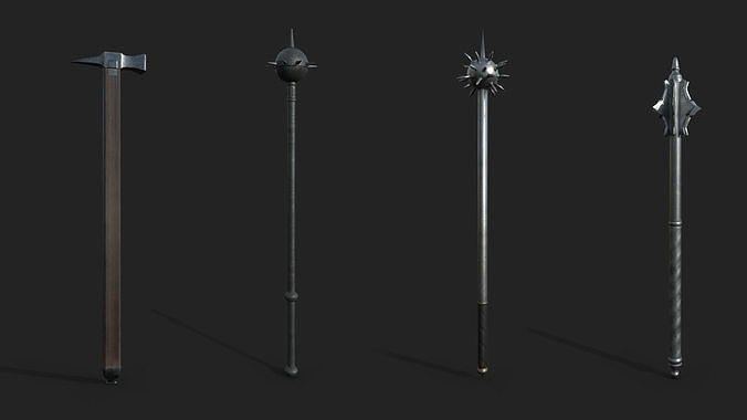 Realistic Medieval Maces Low-poly 3D model