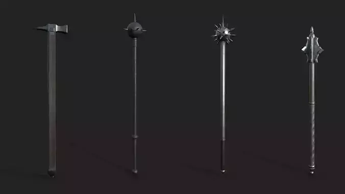 Realistic Medieval Maces Low-poly 3D model