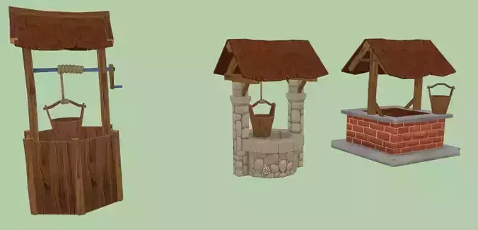 Stylized Low Poly Handpainted Wells pack