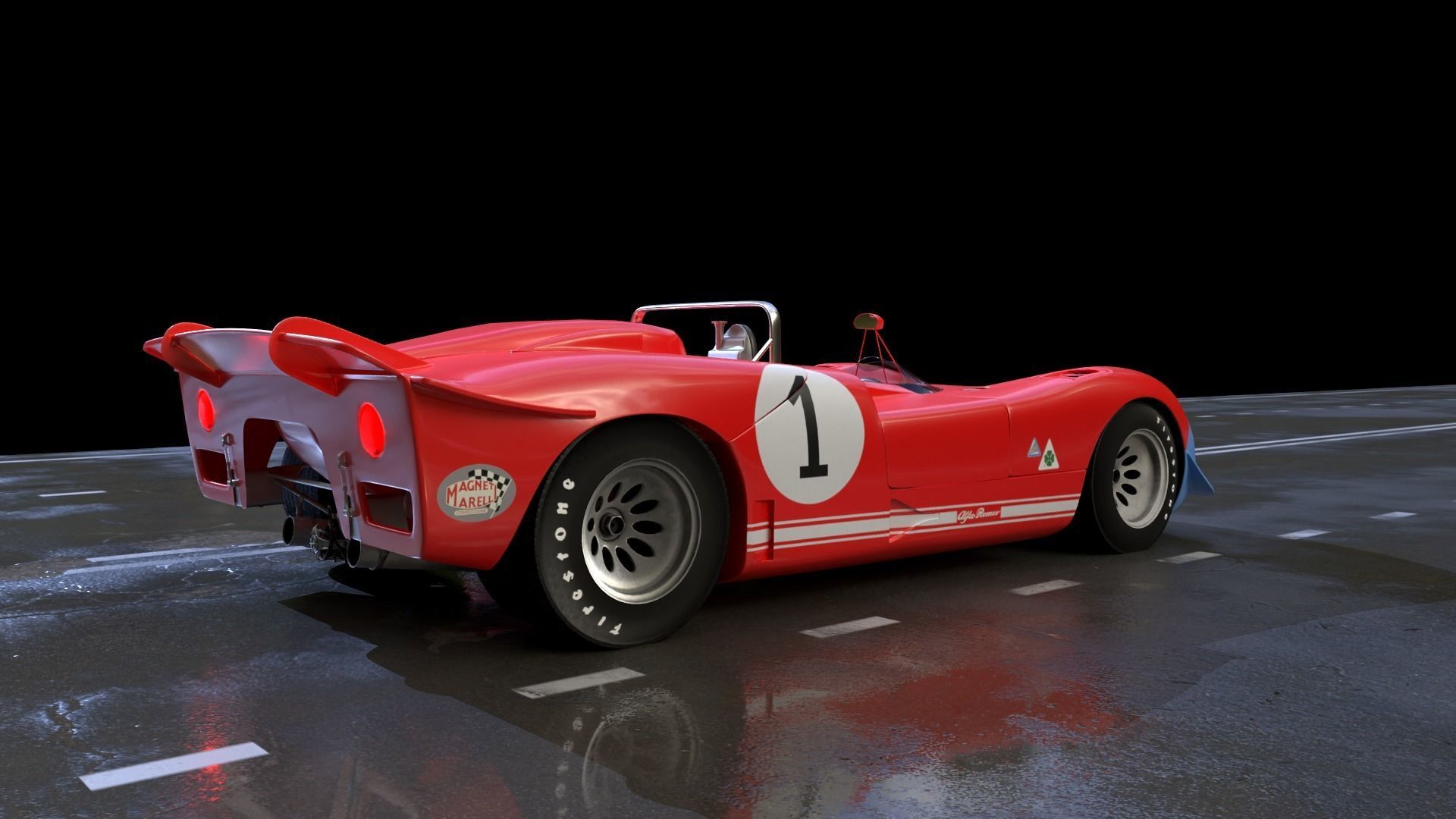 Alfa Romeo T33 Short Tail Race Car Low poly Game-Ready Model Low-poly 3D model_14