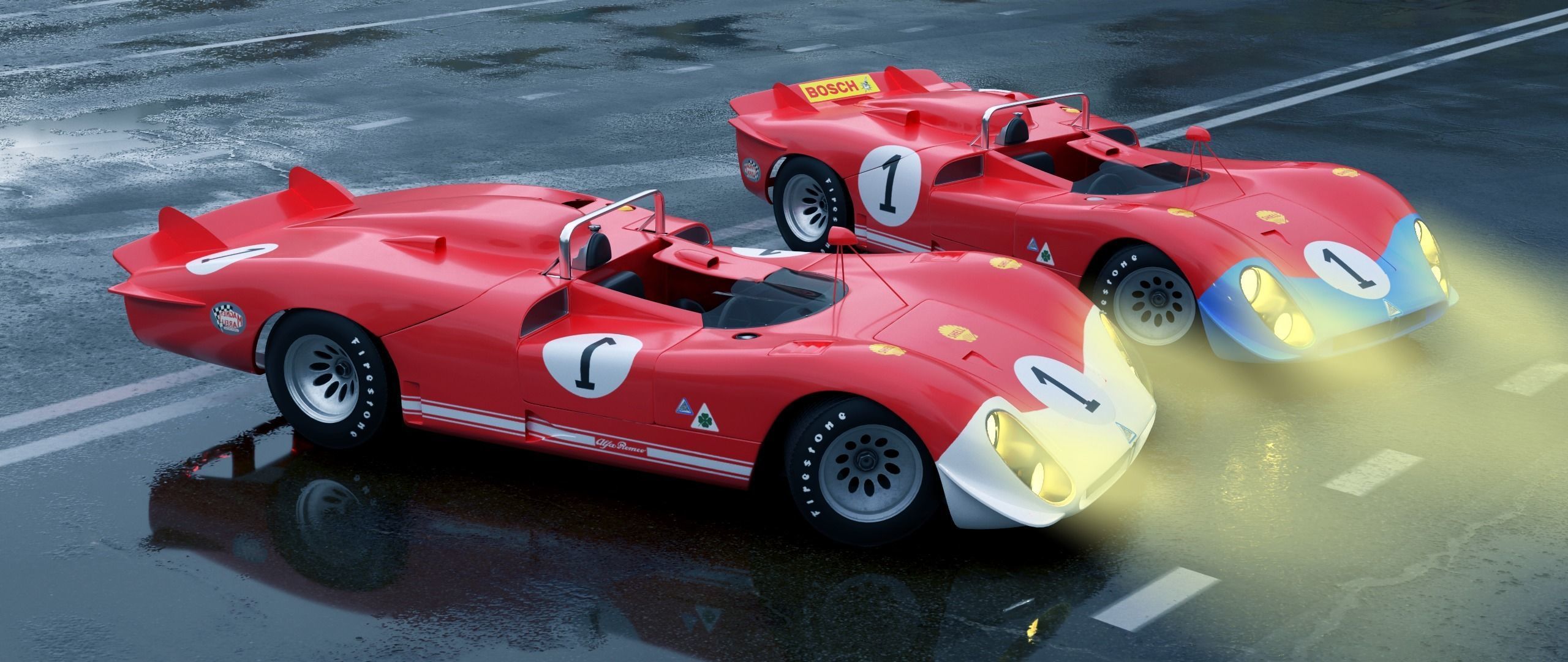 Alfa Romeo T33 Short Tail Race Car Low poly Game-Ready Model Low-poly 3D model_8