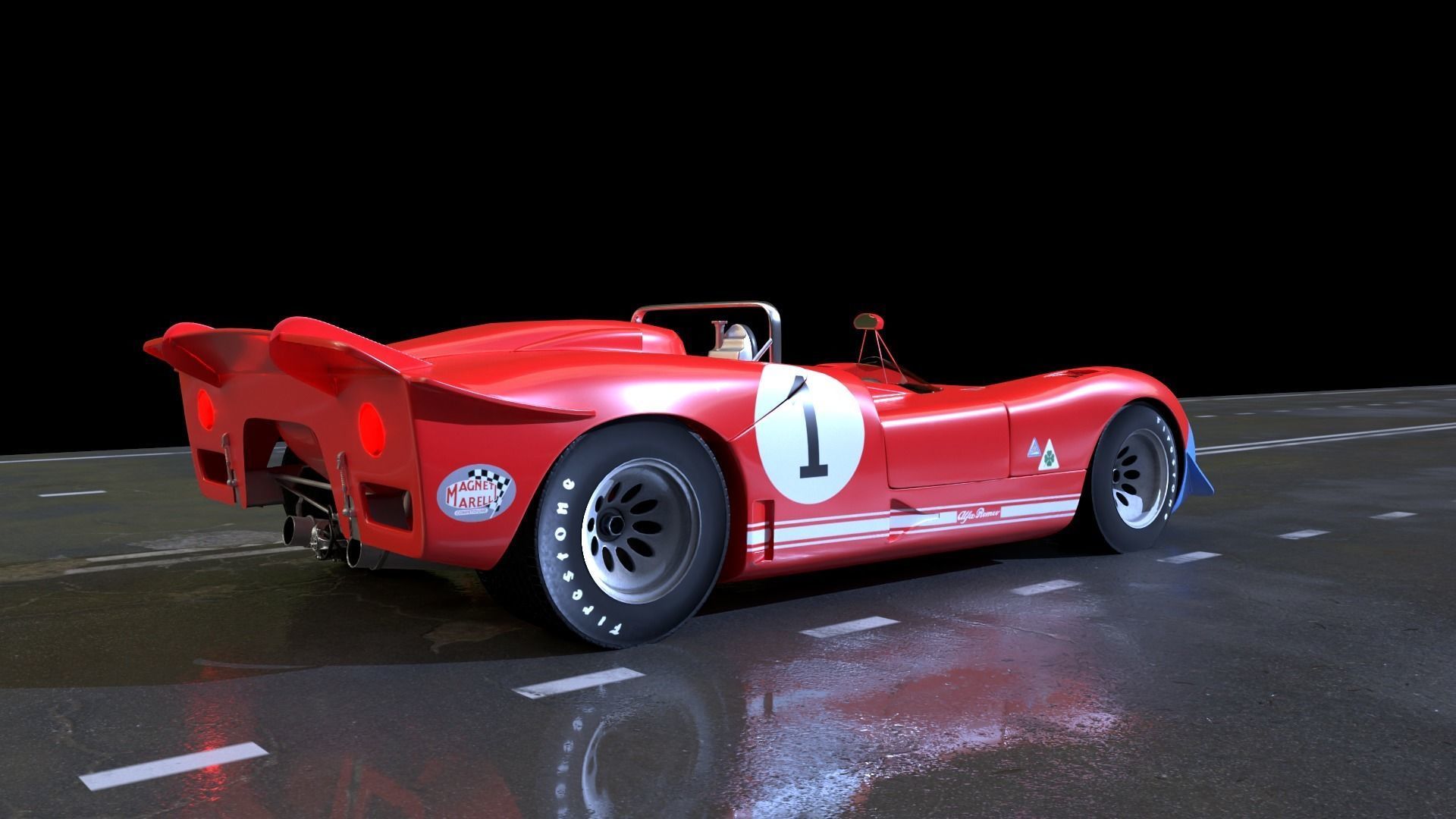 Alfa Romeo T33 Short Tail Race Car Low poly Game-Ready Model Low-poly 3D model_11
