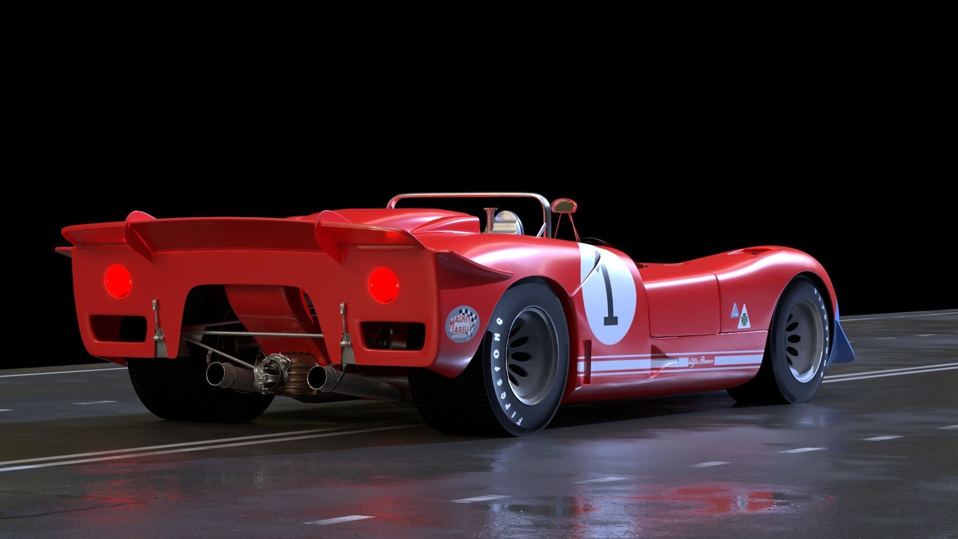 Alfa Romeo T33 Short Tail Race Car Low poly Game-Ready Model Low-poly 3D model_35