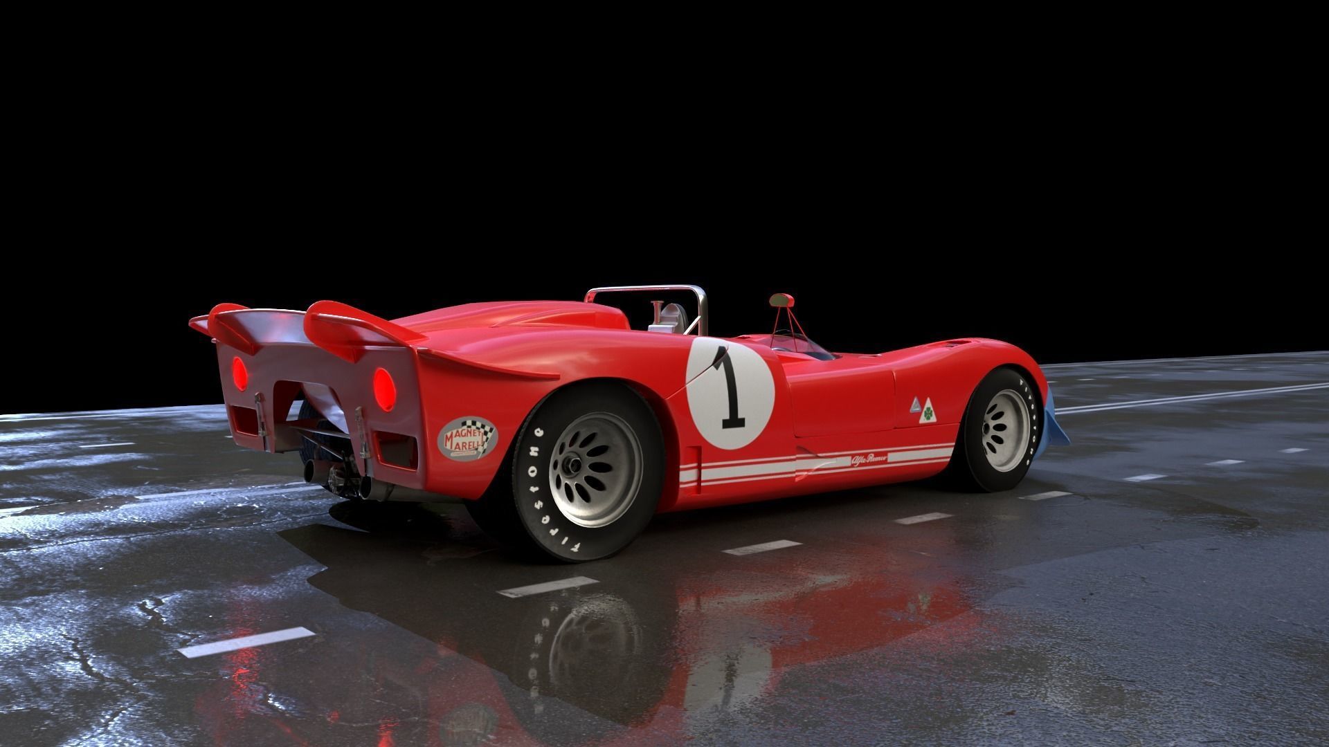 Alfa Romeo T33 Short Tail Race Car Low poly Game-Ready Model Low-poly 3D model_36