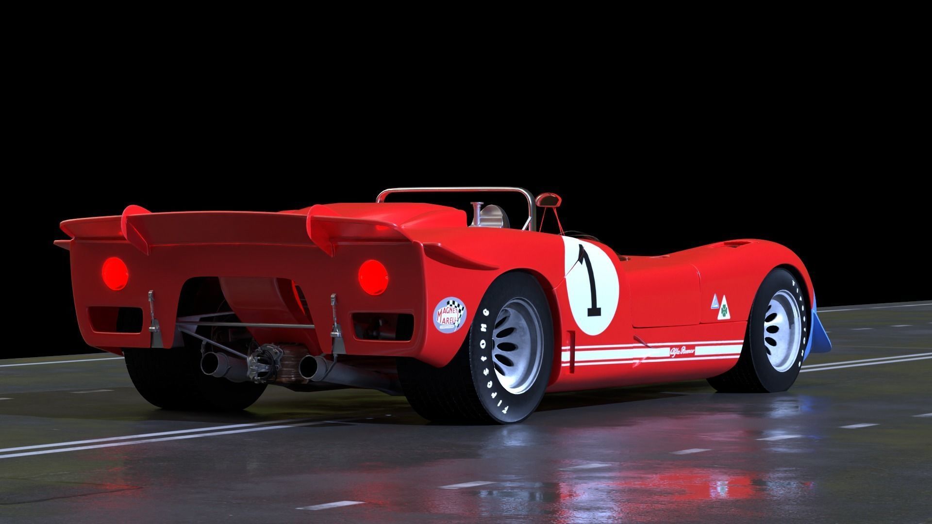 Alfa Romeo T33 Short Tail Race Car Low poly Game-Ready Model Low-poly 3D model_34