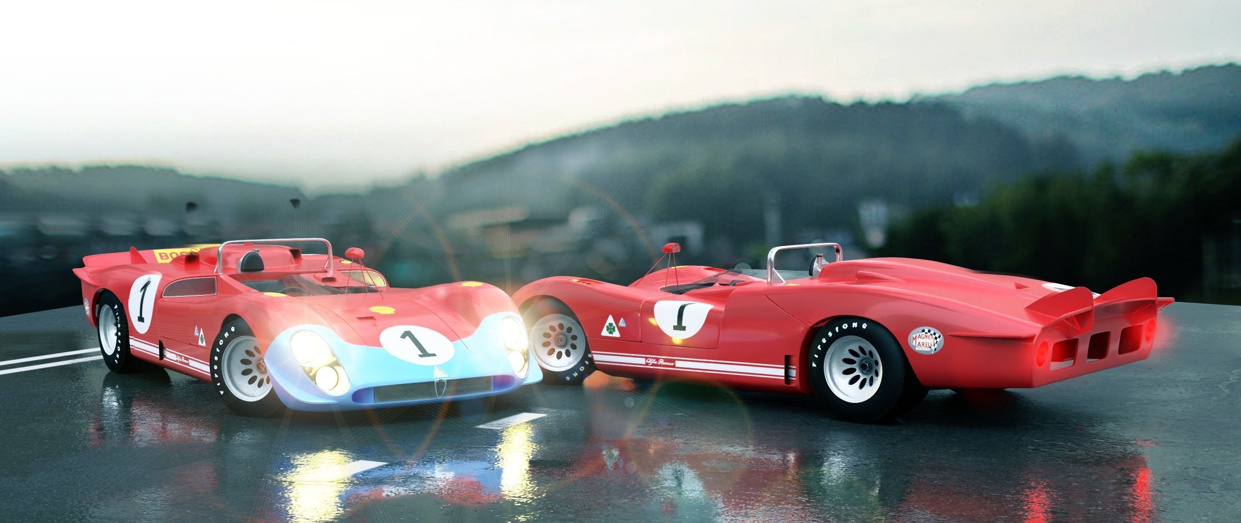 Alfa Romeo T33 Short Tail Race Car Low poly Game-Ready Model Low-poly 3D model_3