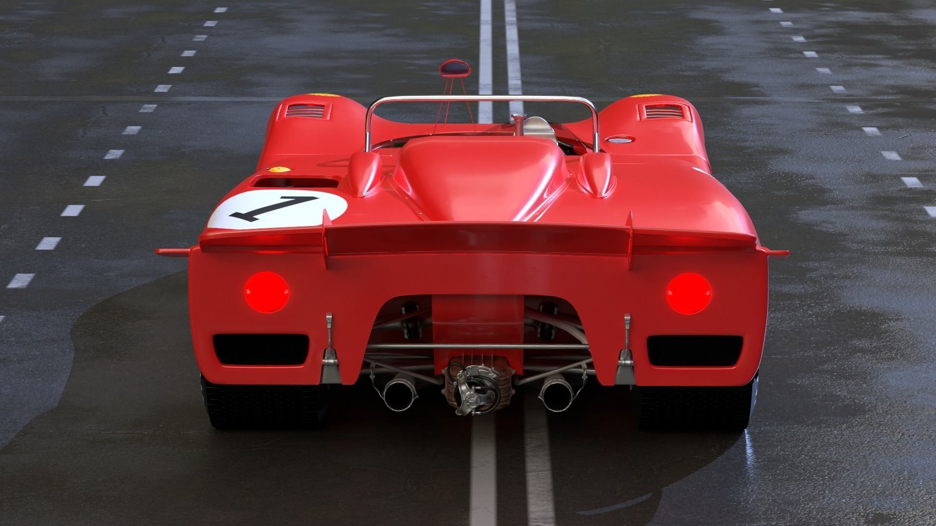 Alfa Romeo T33 Short Tail Race Car Low poly Game-Ready Model Low-poly 3D model_42