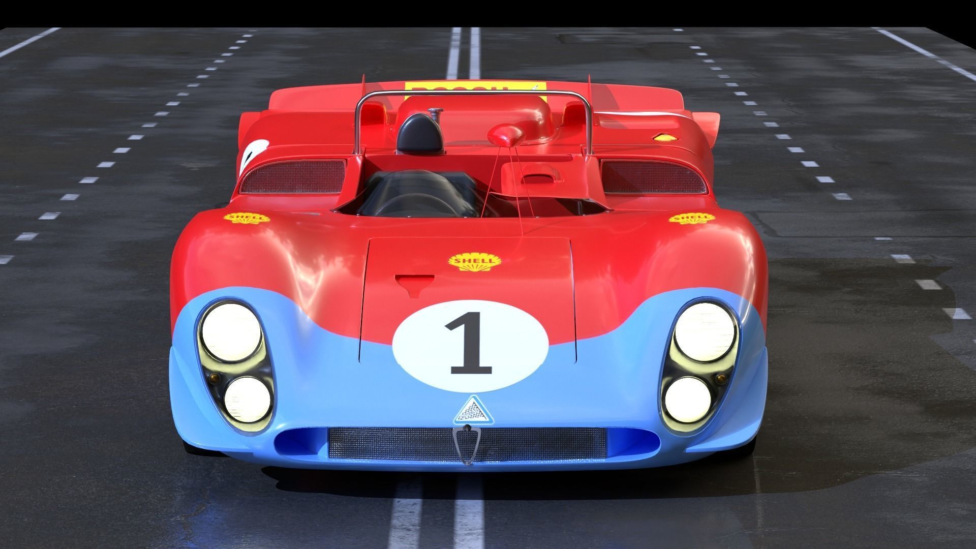 Alfa Romeo T33 Short Tail Race Car Low poly Game-Ready Model Low-poly 3D model_41