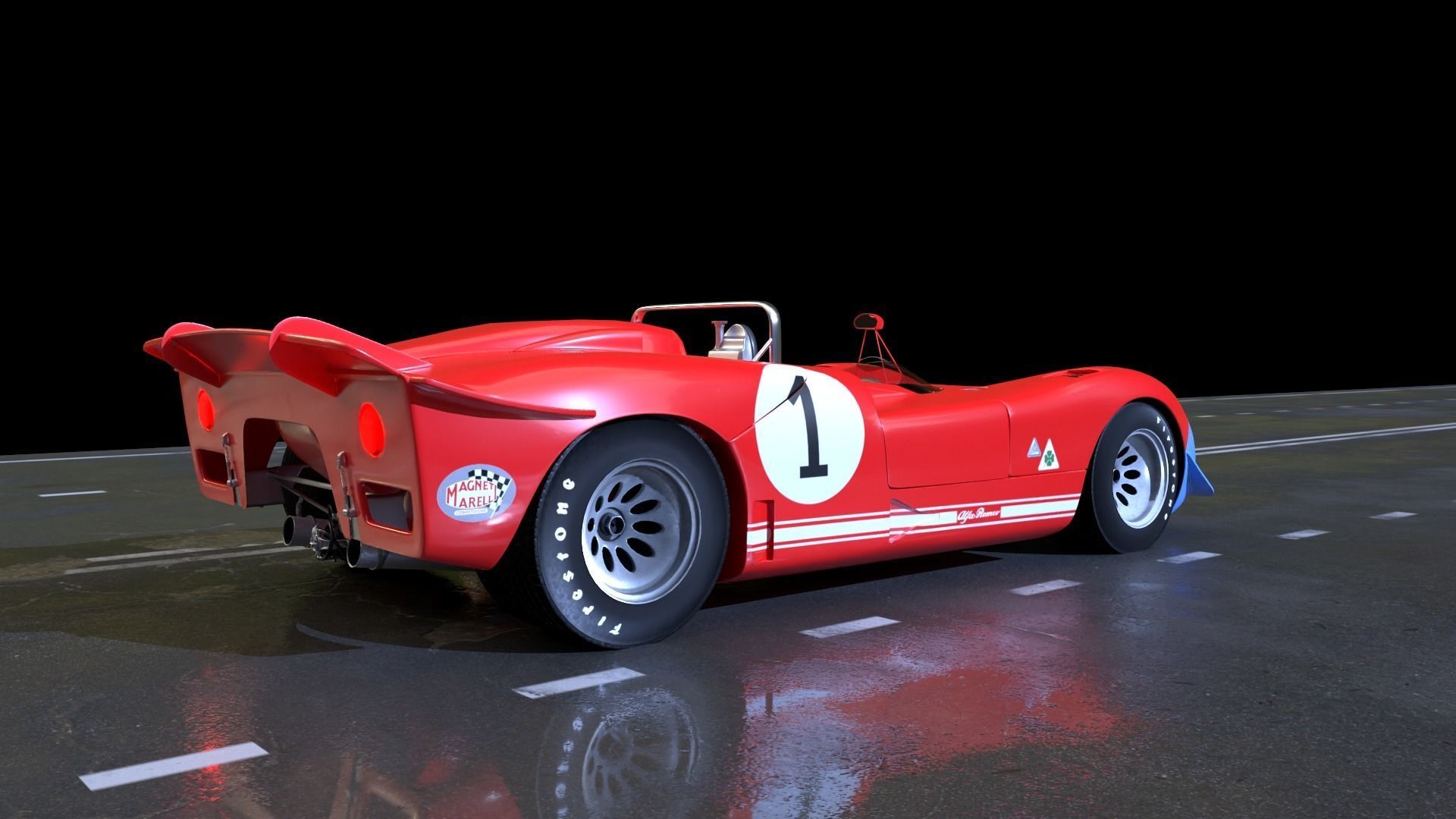 Alfa Romeo T33 Short Tail Race Car Low poly Game-Ready Model Low-poly 3D model_46