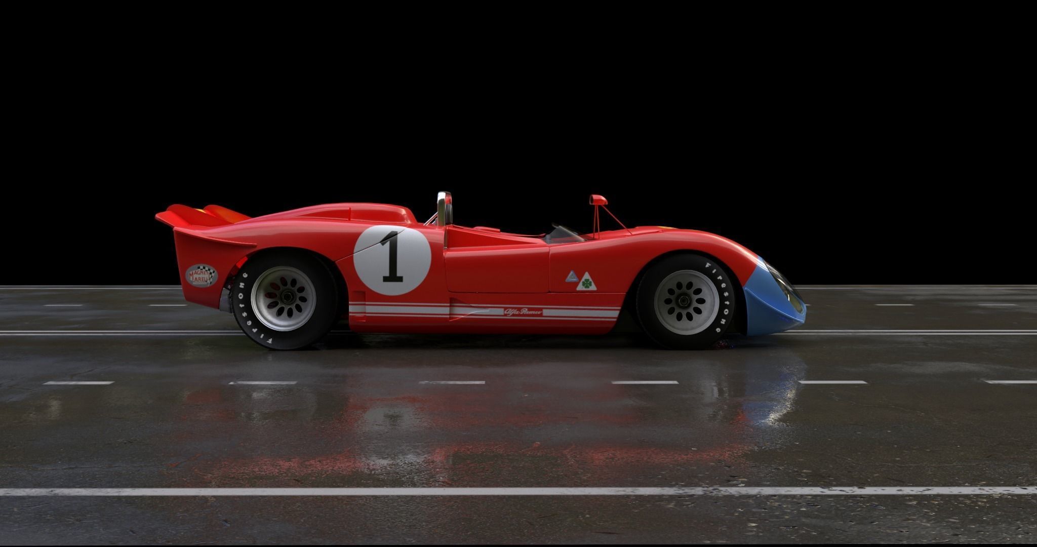 Alfa Romeo T33 Short Tail Race Car Low poly Game-Ready Model Low-poly 3D model_20