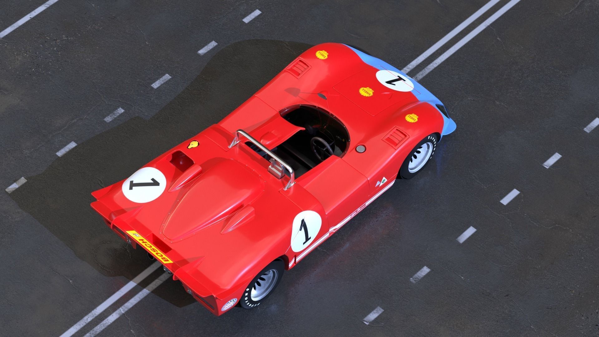 Alfa Romeo T33 Short Tail Race Car Low poly Game-Ready Model Low-poly 3D model_47