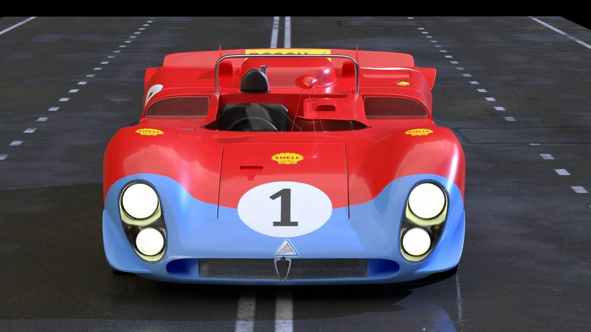 Alfa Romeo T33 Short Tail Race Car Low poly Game-Ready Model Low-poly 3D model_45