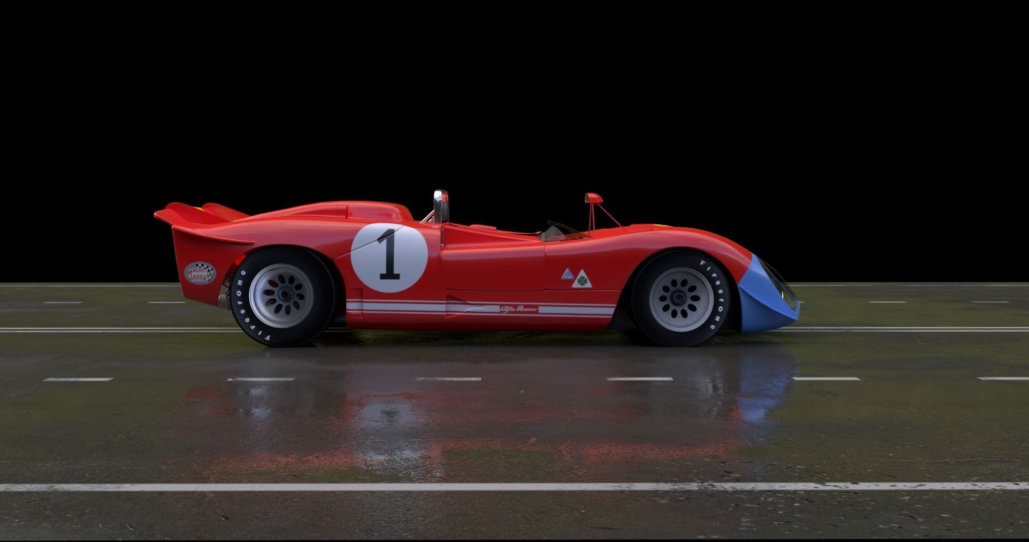 Alfa Romeo T33 Short Tail Race Car Low poly Game-Ready Model Low-poly 3D model_17