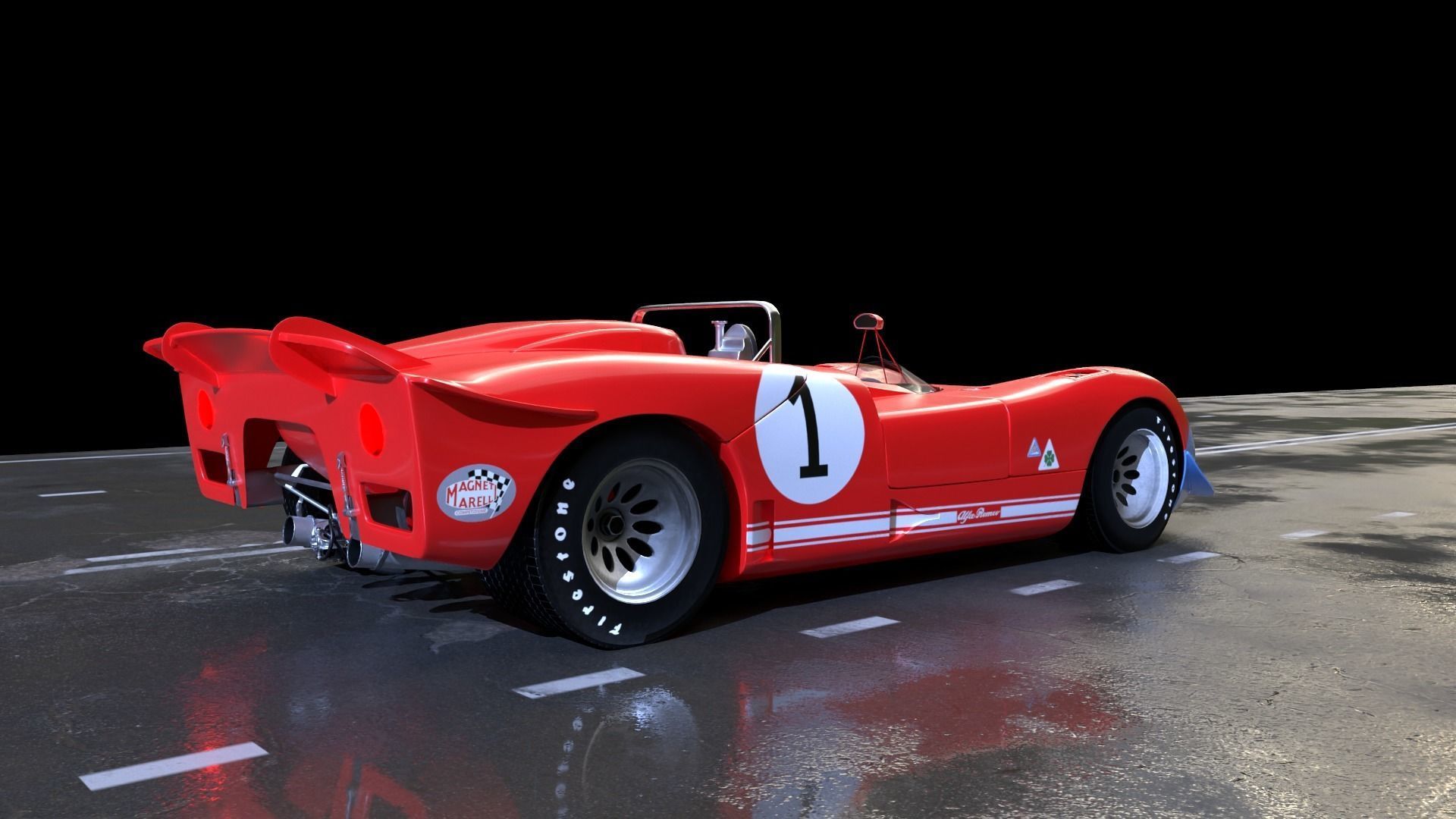 Alfa Romeo T33 Short Tail Race Car Low poly Game-Ready Model Low-poly 3D model_24