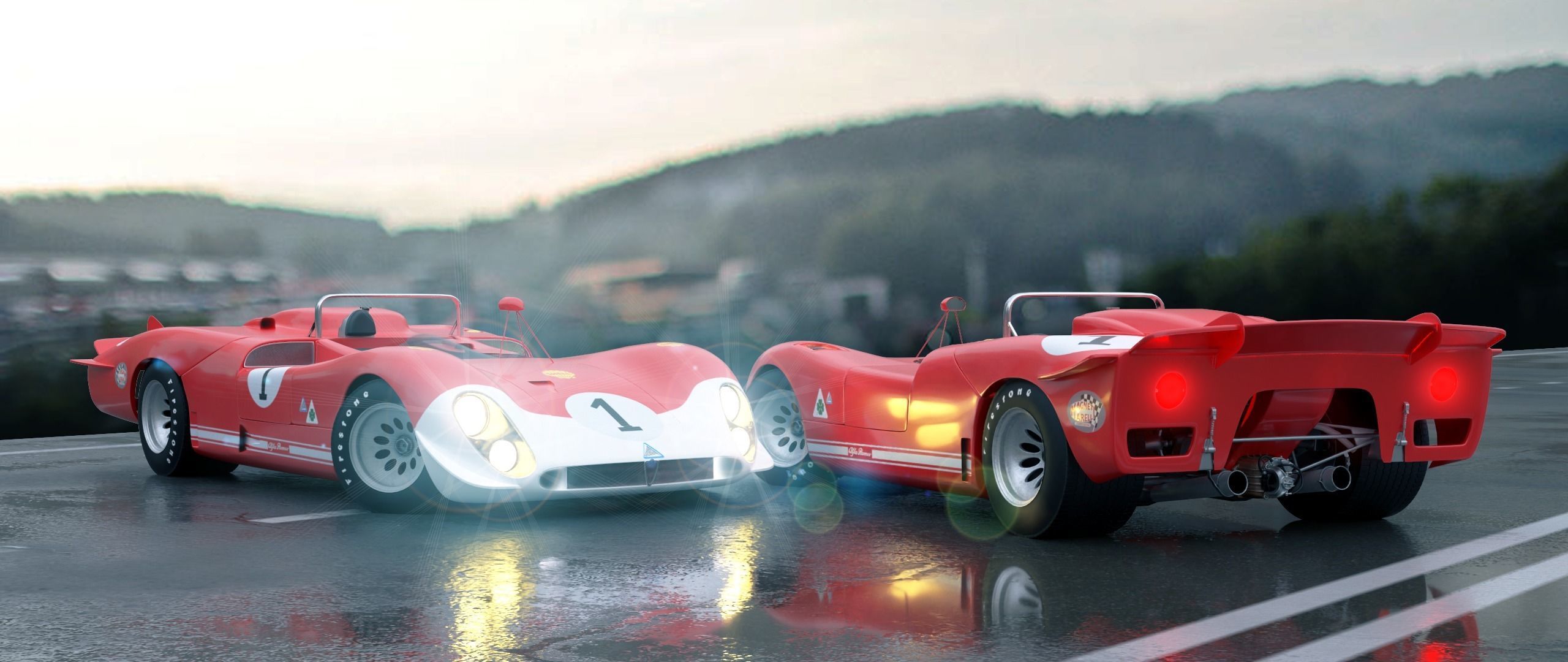 Alfa Romeo T33 Short Tail Race Car Low poly Game-Ready Model Low-poly 3D model_4