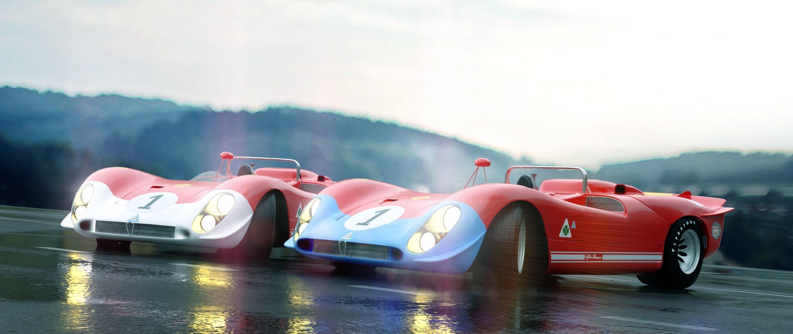 Alfa Romeo T33 Short Tail Race Car Low poly Game-Ready Model Low-poly 3D model_5