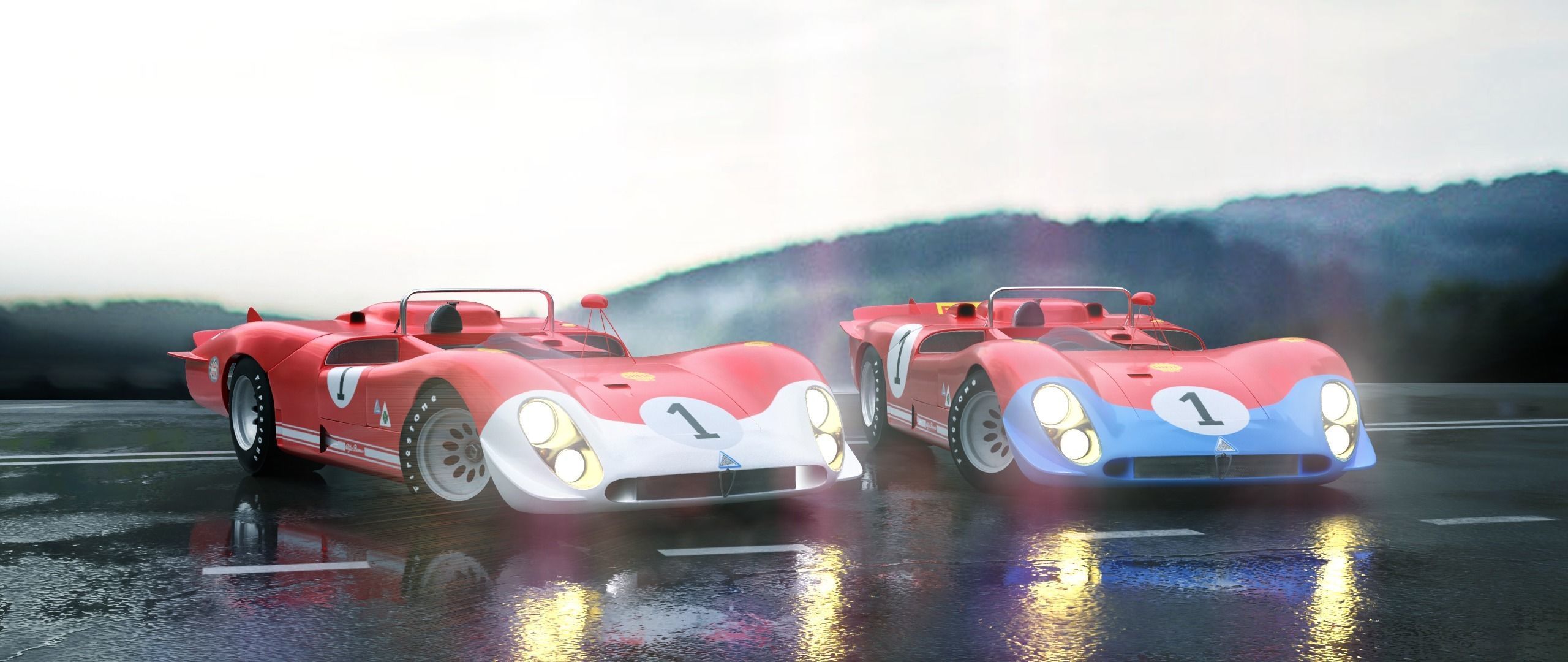 Alfa Romeo T33 Short Tail Race Car Low poly Game-Ready Model Low-poly 3D model_7