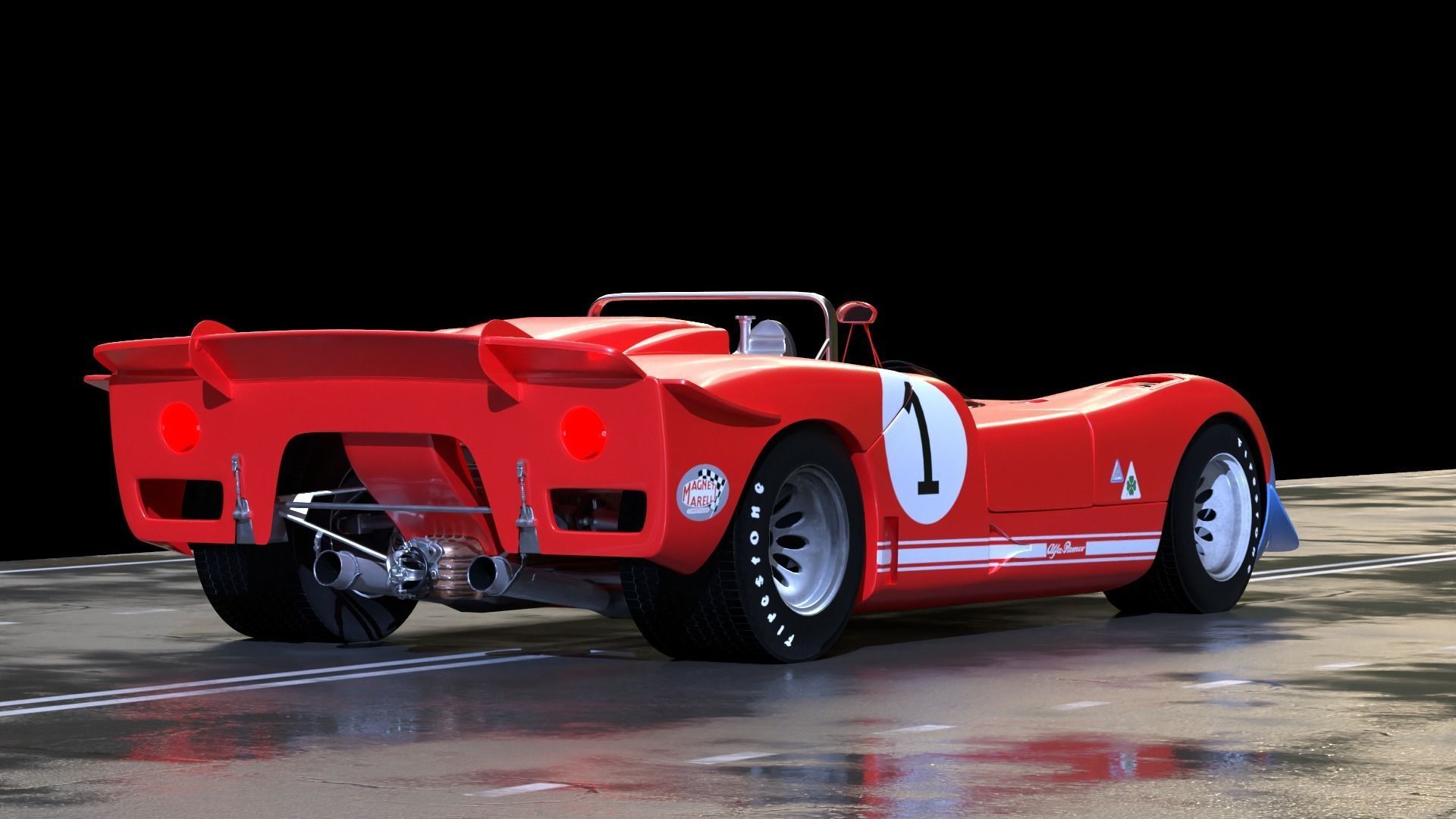 Alfa Romeo T33 Short Tail Race Car Low poly Game-Ready Model Low-poly 3D model_39