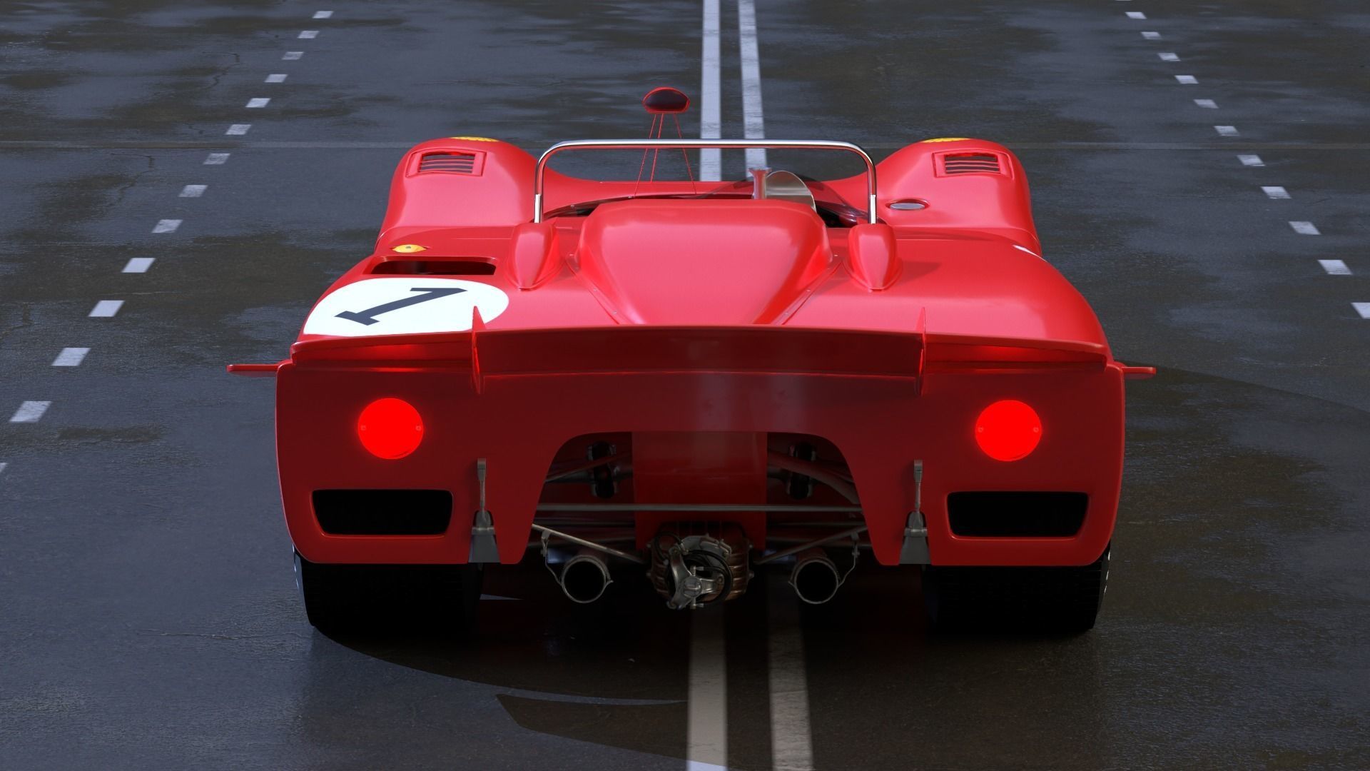 Alfa Romeo T33 Short Tail Race Car Low poly Game-Ready Model Low-poly 3D model_40