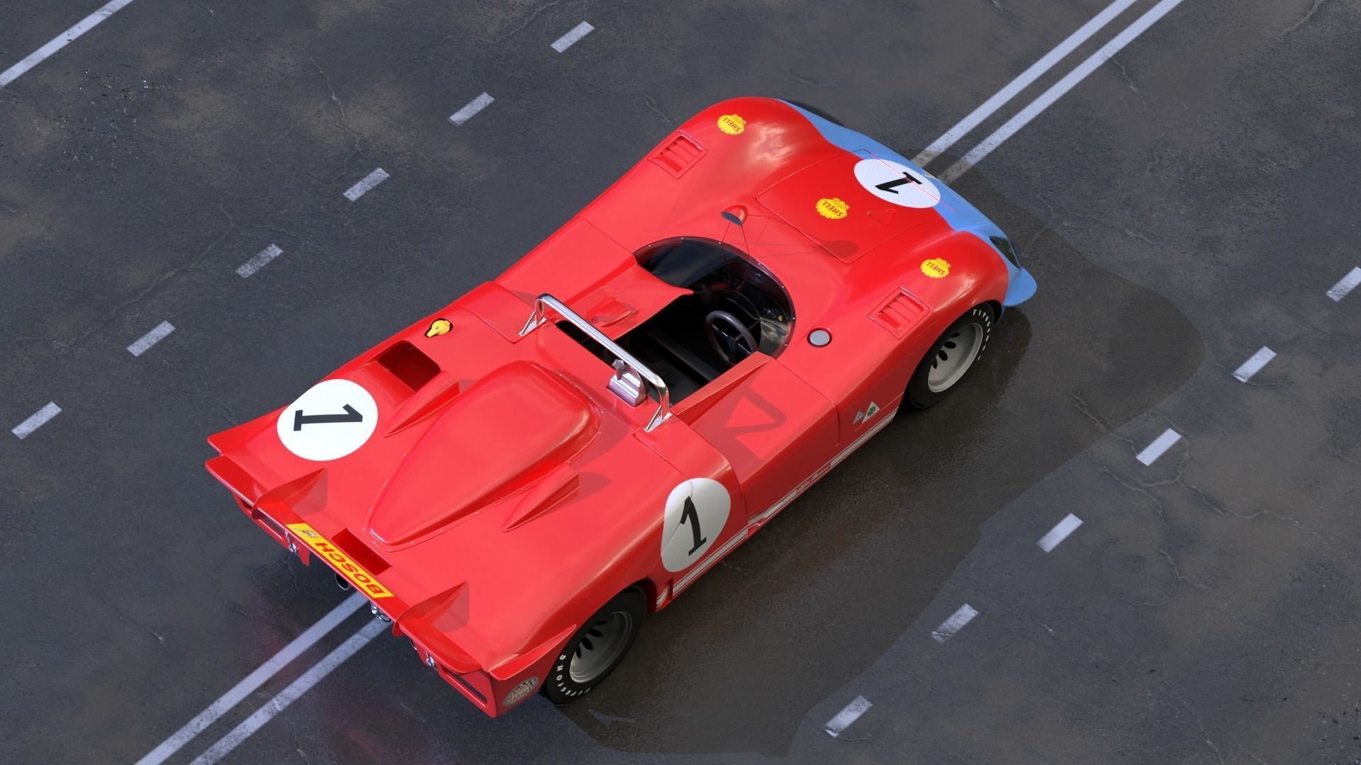 Alfa Romeo T33 Short Tail Race Car Low poly Game-Ready Model Low-poly 3D model_49