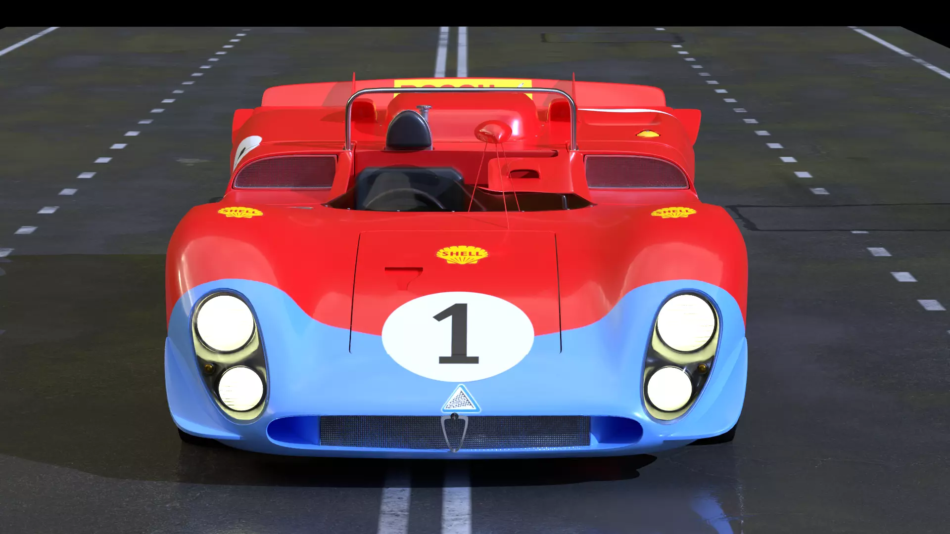 Alfa Romeo T33 Short Tail Race Car Low poly Game-Ready Model Low-poly 3D model_0