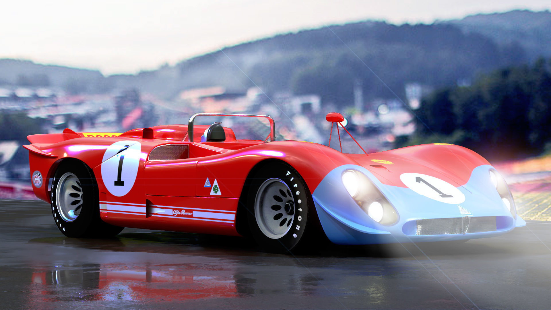 Alfa Romeo T33 Short Tail Race Car Low poly Game-Ready Model Low-poly 3D model_15