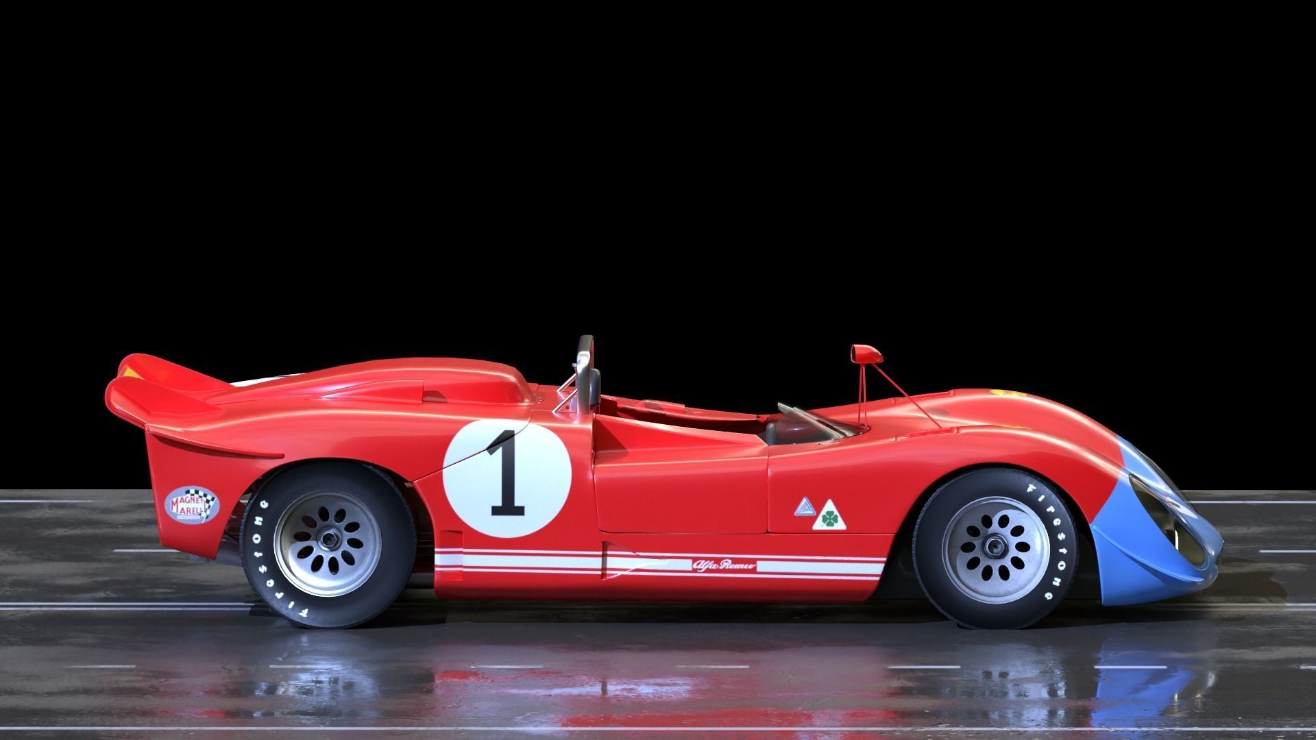 Alfa Romeo T33 Short Tail Race Car Low poly Game-Ready Model Low-poly 3D model_23