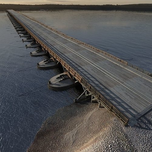 Pontoon bridge 3D model