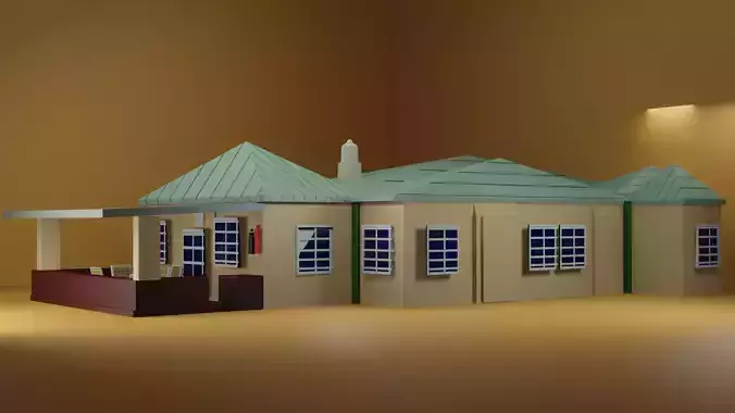 SriLankan tea estate bungalow Low-poly 3D model