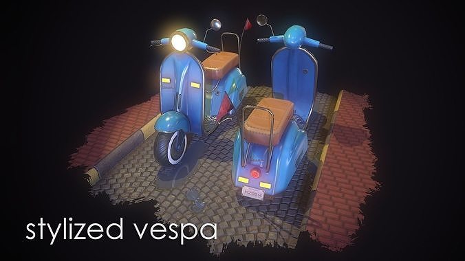 Stylized Vespa Collection Low-Poly Low-poly 3D model