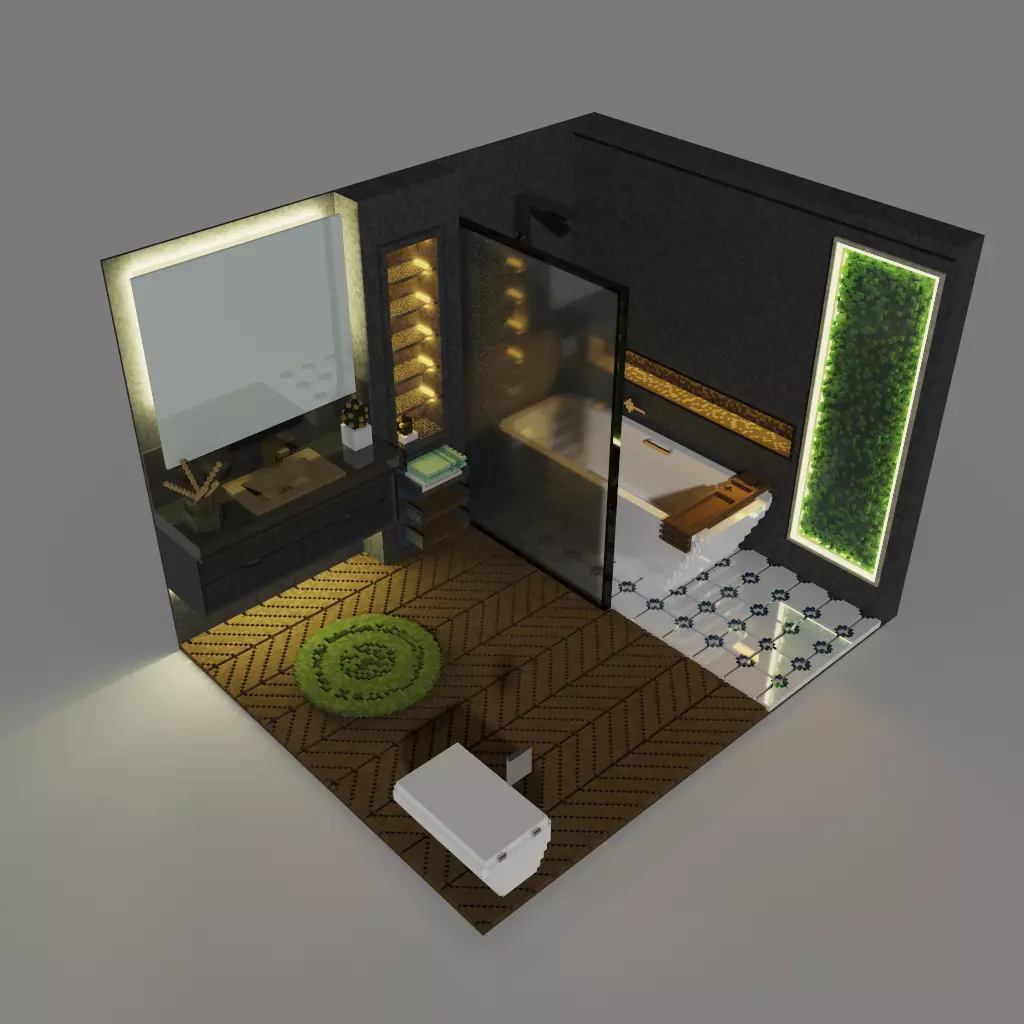 Voxel Bathroom Low-poly 3D model