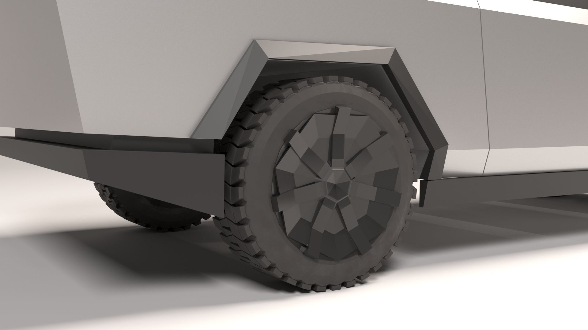 cybertruck low poly futuristic vehicle 3D model_4